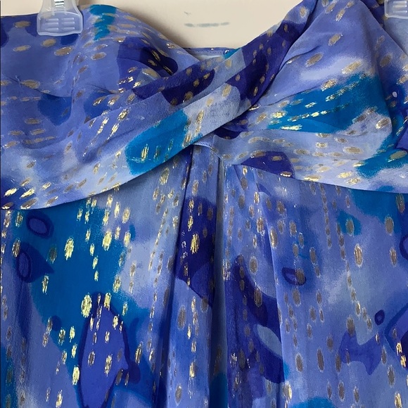 Blue & Gold Strapless Dress - Picture 4 of 8